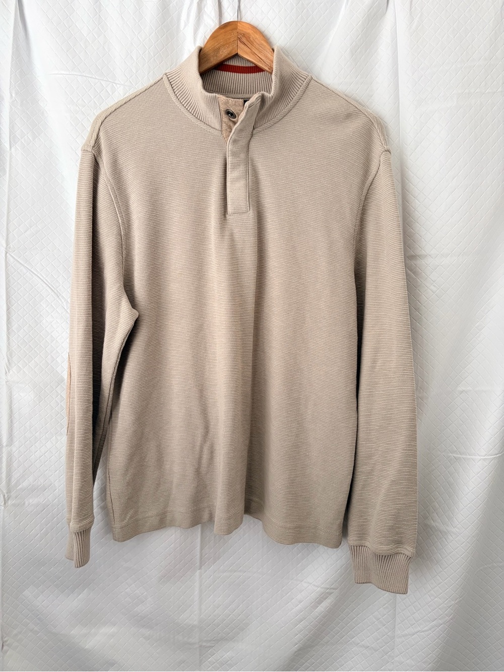 Perry Ellis Men's Beige Long-Sleeve Henley Sweatshirt